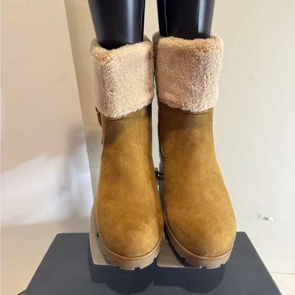 Tommy Hilfiger Soffia 2 Round Toe Tan Suede Ankle Boots Faux Fur Lined size 10 - Picture 4 of 8